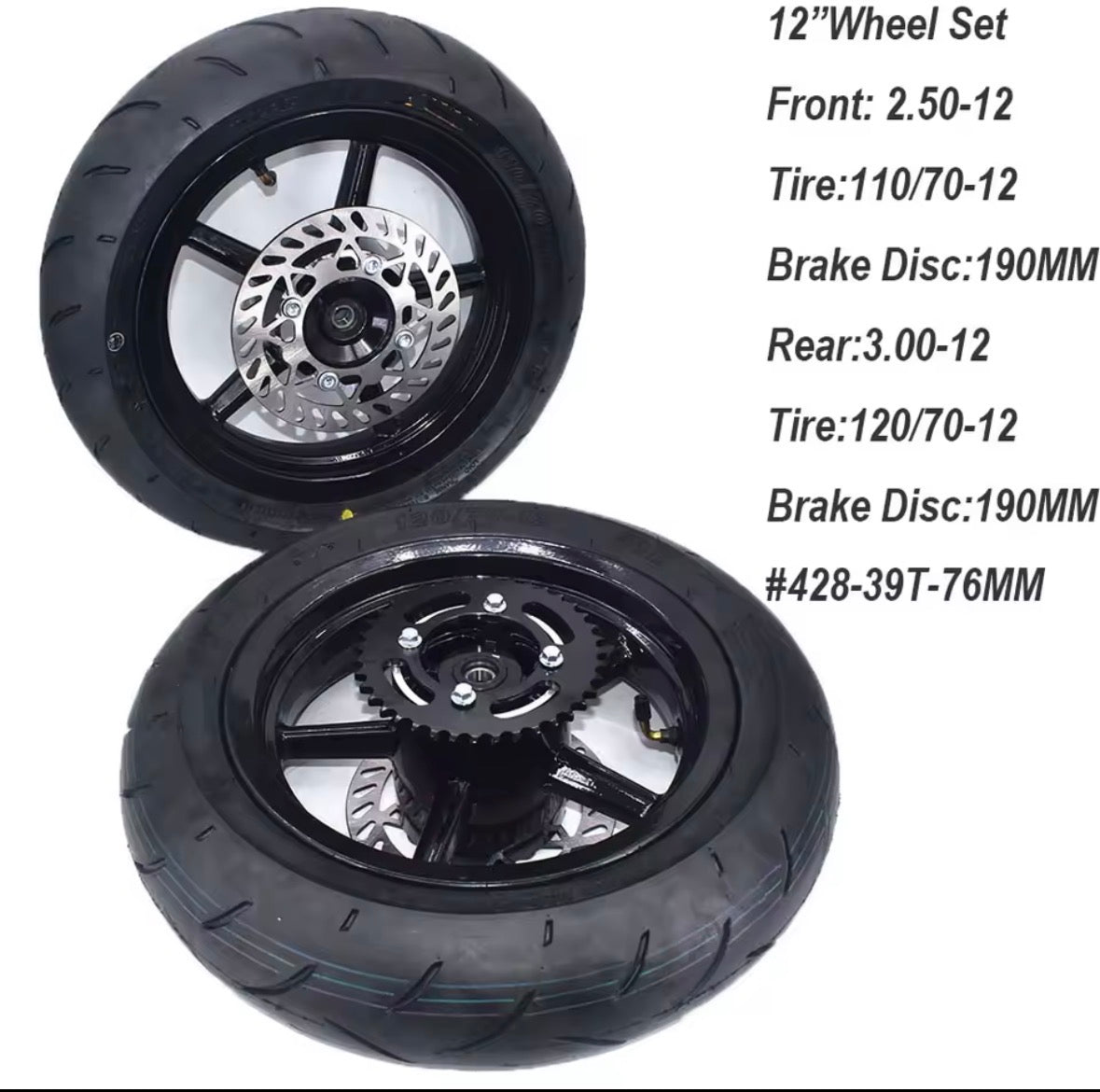 SUPERMOTO WHEEL SET for Tuttio Soleil 01 and Yozma In 10(RIMS+TYRES INCLUDED)